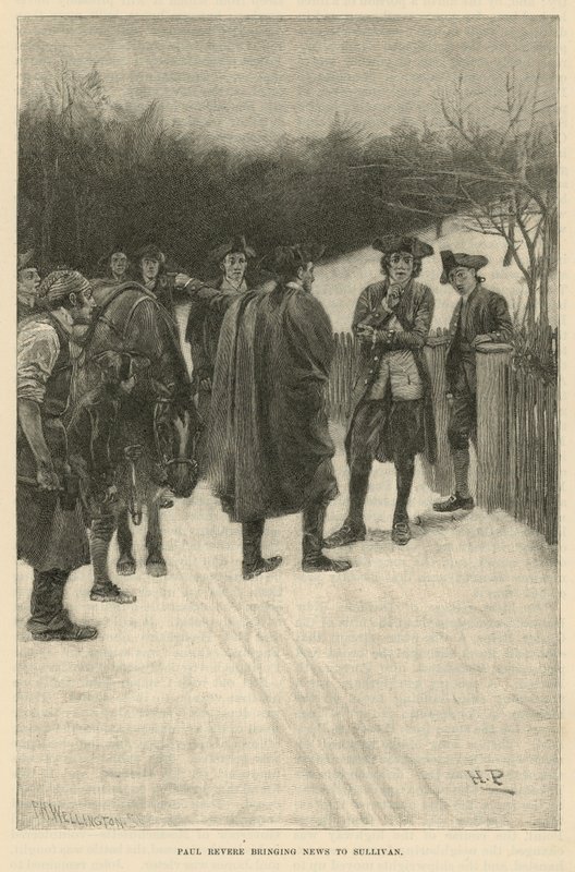 Paul Revere bringer nyheter til Sullivan av Howard Pyle