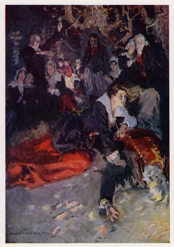 Illustrasjon for Evangeline, A Tale of Arcadie, av Henry Wadsworth Longfellow (farge litho) av Howard Chandler (after) Christy