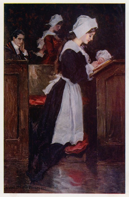 Illustrasjon for Evangeline, A Tale of Arcadie, av Henry Wadsworth Longfellow (farge litho) av Howard Chandler (after) Christy