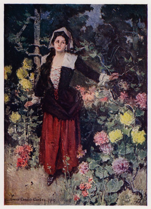 Illustrasjon for Evangeline, A Tale of Arcadie, av Henry Wadsworth Longfellow (farge litho) av Howard Chandler (after) Christy