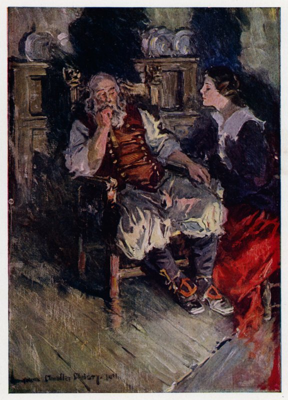 Illustrasjon for Evangeline, A Tale of Arcadie, av Henry Wadsworth Longfellow (farge litho) av Howard Chandler (after) Christy