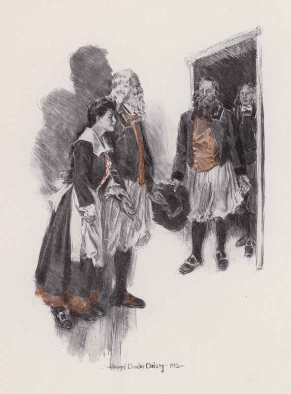 Illustrasjon for Evangeline, A Tale of Arcadie, av Henry Wadsworth Longfellow (litho) av Howard Chandler (after) Christy