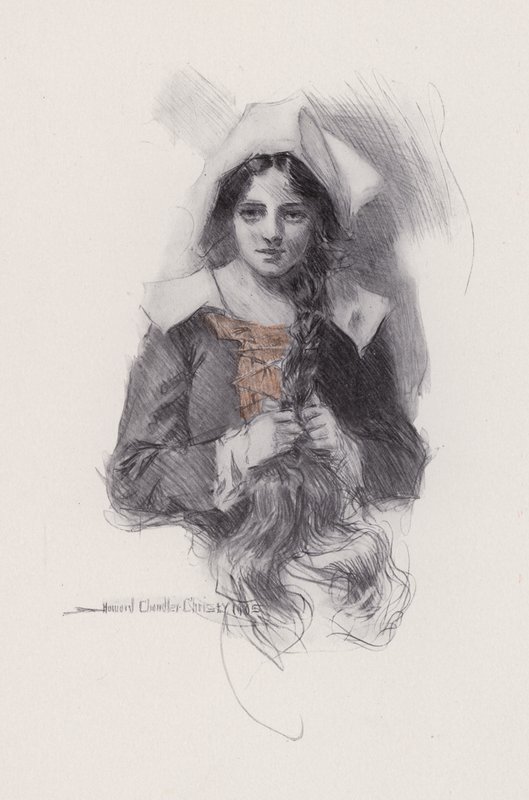 Illustrasjon for Evangeline, A Tale of Arcadie, av Henry Wadsworth Longfellow (litho) av Howard Chandler (after) Christy