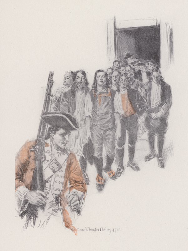 Illustrasjon for Evangeline, A Tale of Arcadie, av Henry Wadsworth Longfellow (litho) av Howard Chandler (after) Christy