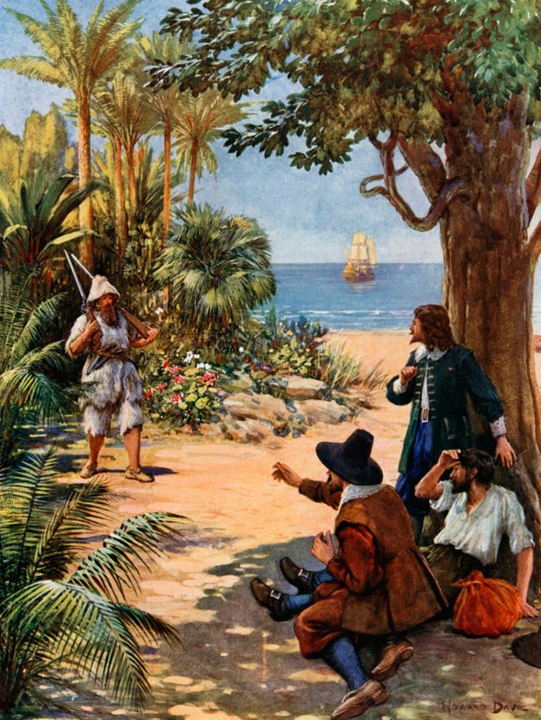 Illustrasjon for Robinson Crusoe av Howard Davie