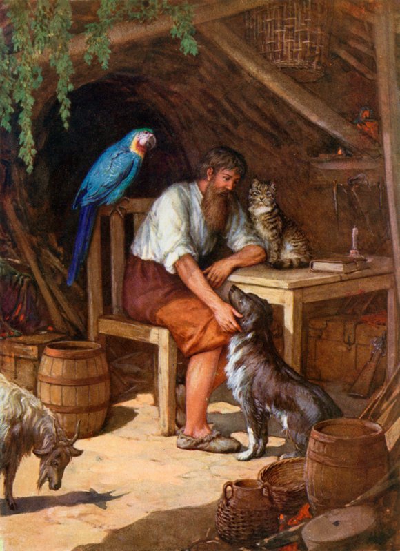 Illustrasjon for Robinson Crusoe av Howard Davie