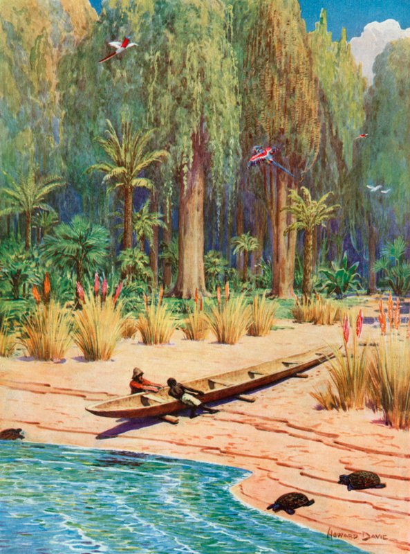 Illustrasjon for Robinson Crusoe av Howard Davie