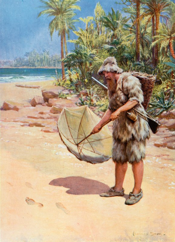 Illustrasjon for Robinson Crusoe av Howard Davie