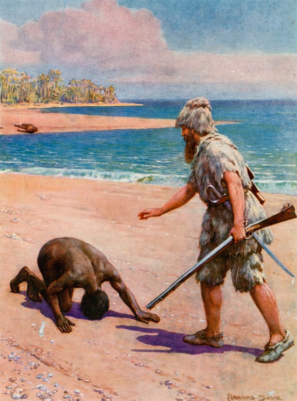 Illustrasjon for Robinson Crusoe av Howard Davie
