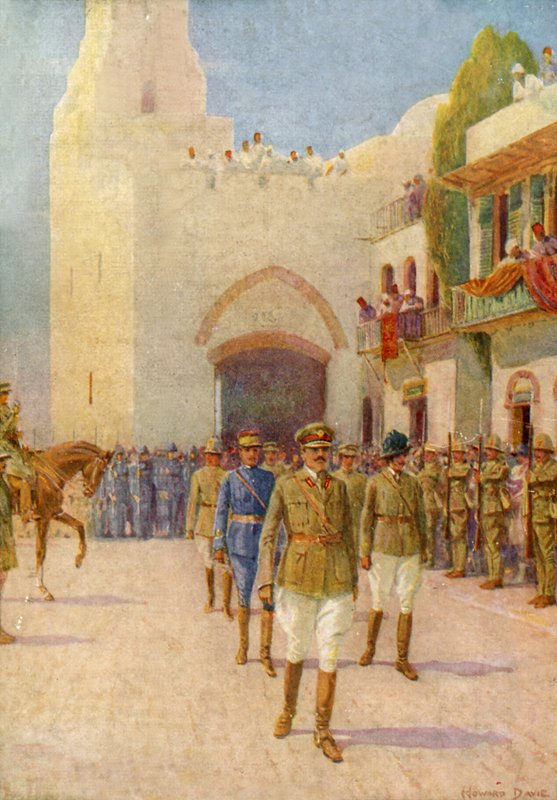 Lord Allenby kommer inn i Jerusalem (farge litho) av Howard Davie