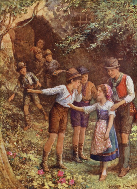 Mortella and her seven brothers, from "The Child of the Myrtle Tree" (colour litho)   1407089   no       norwegian Successfully Translated  Original: Rysbrack, A Design for a Frieze Translat: Rysbrack, A Design for a Frieze 1328474 no norwegian Successfull av Howard Davie