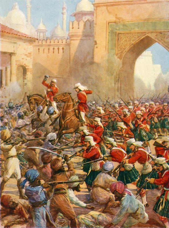 Sir Henry Havelock ved Relief of Lucknow (farge litho) av Howard Davie