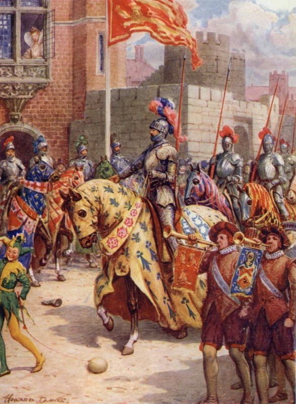 Sir Philip Sidney, på turneringen i Whitehall (farge litho) av Howard Davie