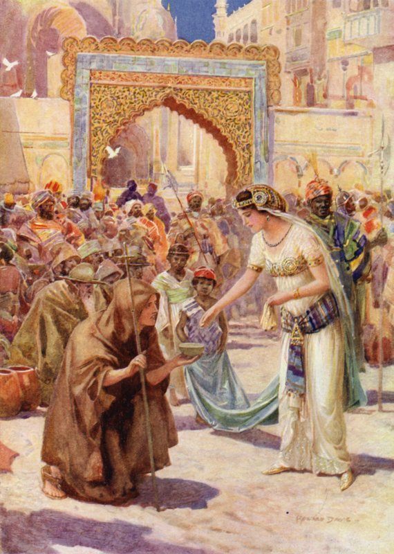 St George og prinsesse Sabra (farge litho) av Howard Davie