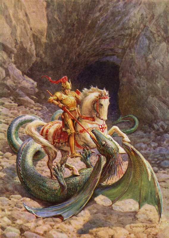 St George and the Dragon (farge litho) av Howard Davie