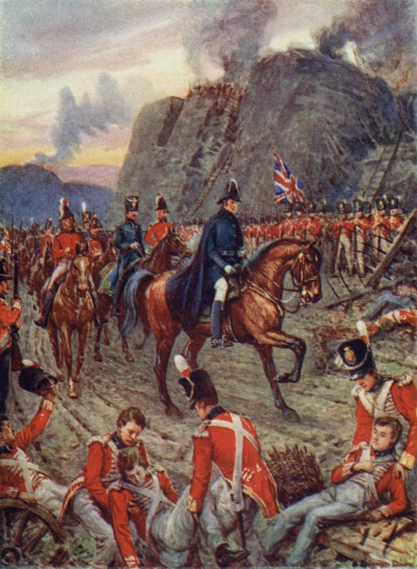 Hertugen av Wellington, ved beleiringen av Badajos (farge litho) av Howard Davie