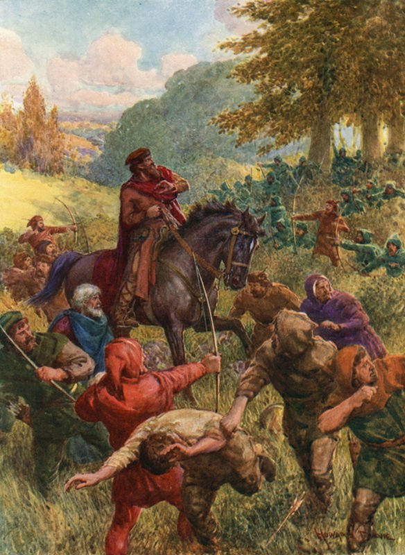 "The Rescue of Sir Richard of the Lea" (farge litho) av Howard Davie