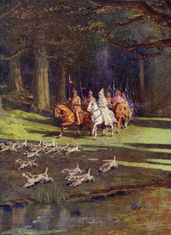 Hele selskapet satte kursen mot skogen (farge litho) av Howard Davie