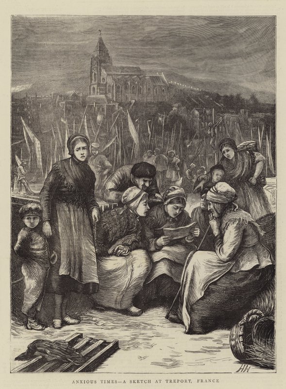 Anxious Times, en skisse i Treport, Frankrike av Hubert von Herkomer