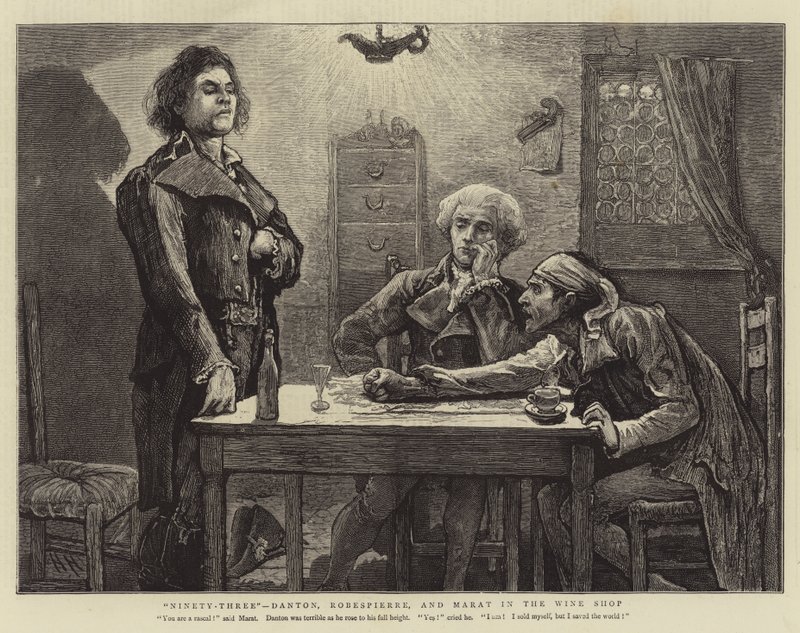 Ninety-Three, Danton, Robespierre og Marat i vinbutikken av Hubert von Herkomer
