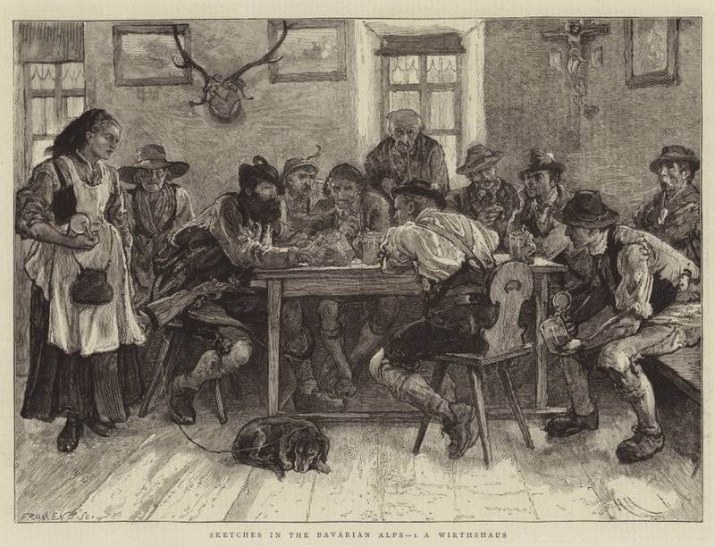 Skisser i de bayerske alpene, IN, et Wirtshaus av Hubert von Herkomer