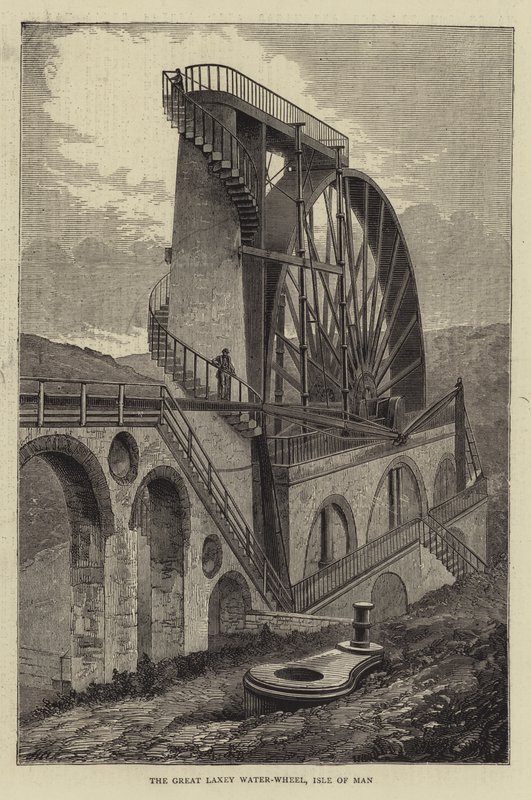 The Great Laxey Water-Wheel, Isle of Man av Hubert von Herkomer
