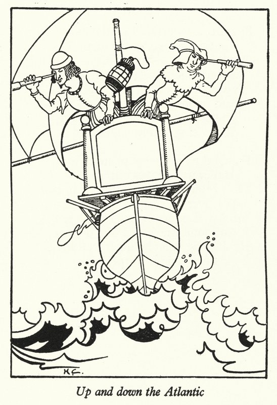 Opp og ned Atlanterhavet (litho) av Hugh Chesterman
