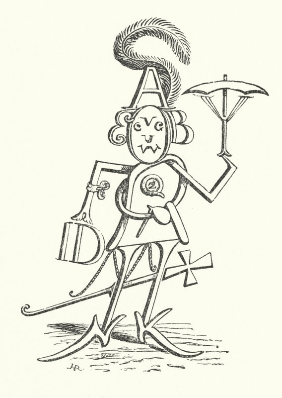 Mr Alphabet, som inneholder alle de 26 bokstavene (litho) av Hugh Rowley
