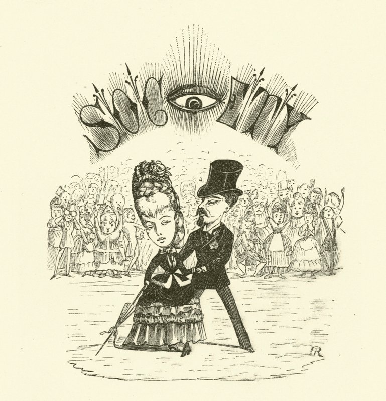 Samfunn, med et stort ØYE (gravering) av Hugh Rowley