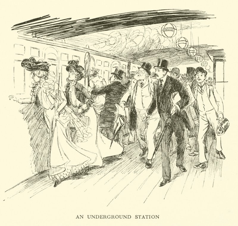 En t-banestasjon (gravering) av Hugh Thomson