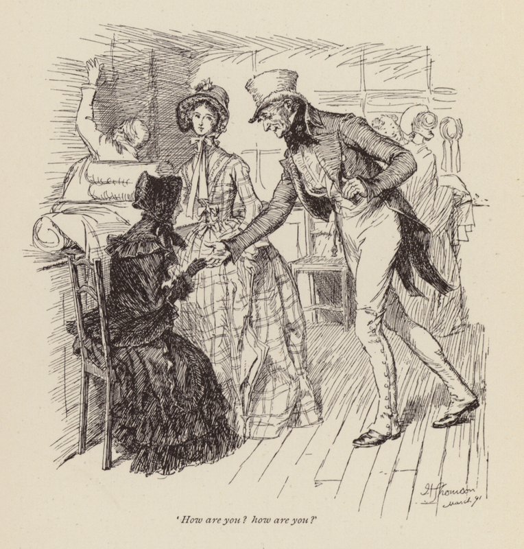 Illustrasjon for Cranford av fru Gaskell (gravering) av Hugh Thomson