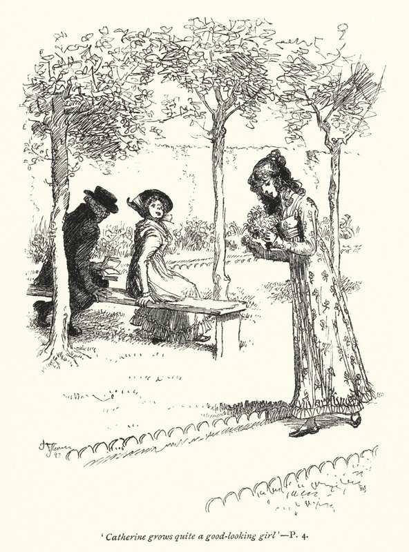 Illustrasjon for Northanger Abbey av Jane Austen (litho) av Hugh Thomson