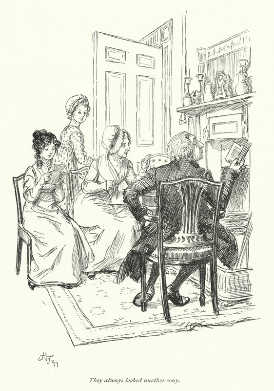 Illustrasjon for Northanger Abbey av Jane Austen (litho) av Hugh Thomson