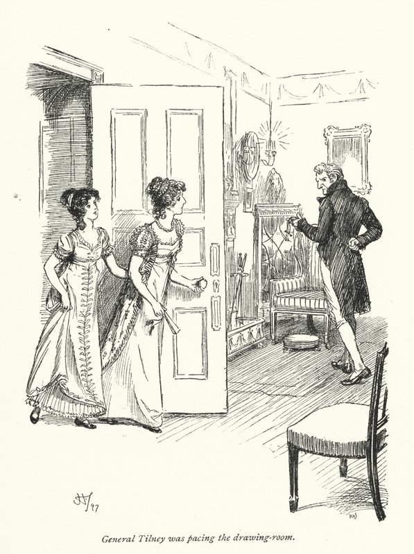 Illustrasjon for Northanger Abbey av Jane Austen (litho) av Hugh Thomson