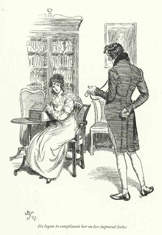 Illustrasjon for Persuasion av Jane Austen (litho) av Hugh Thomson