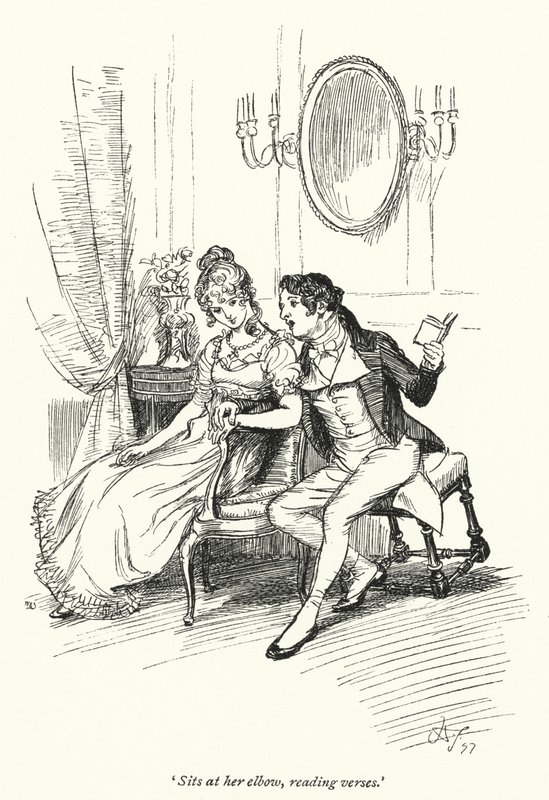 Illustrasjon for Persuasion av Jane Austen (litho) av Hugh Thomson