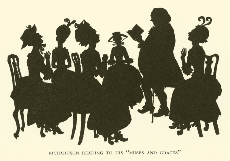 Richardson leser til sine "Muses and Graces" (gravering) av Hugh Thomson