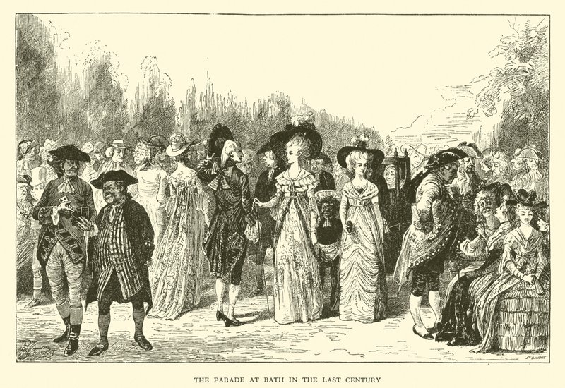 The Parade at Bath in the Last Century (gravering) av Hugh Thomson