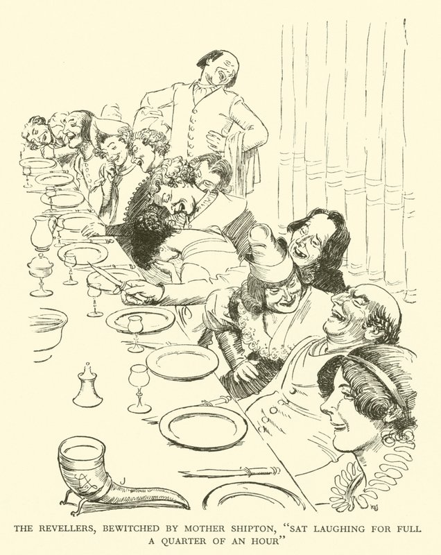 The Revellers, forhekset av Mother Shipton, "Sat Laughing for Full a Quarter of an Hour" (gravering) av Hugh Thomson