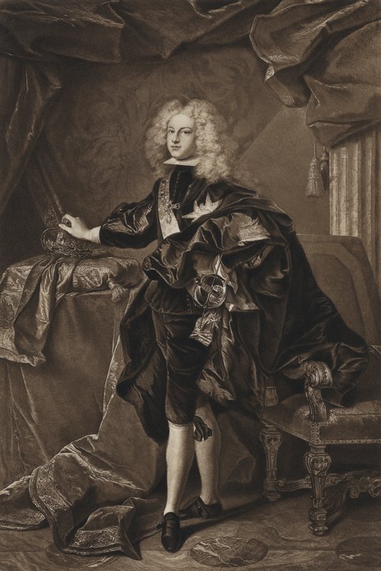 Filip V, konge av Spania (litho) av Hyacinthe (after) Rigaud