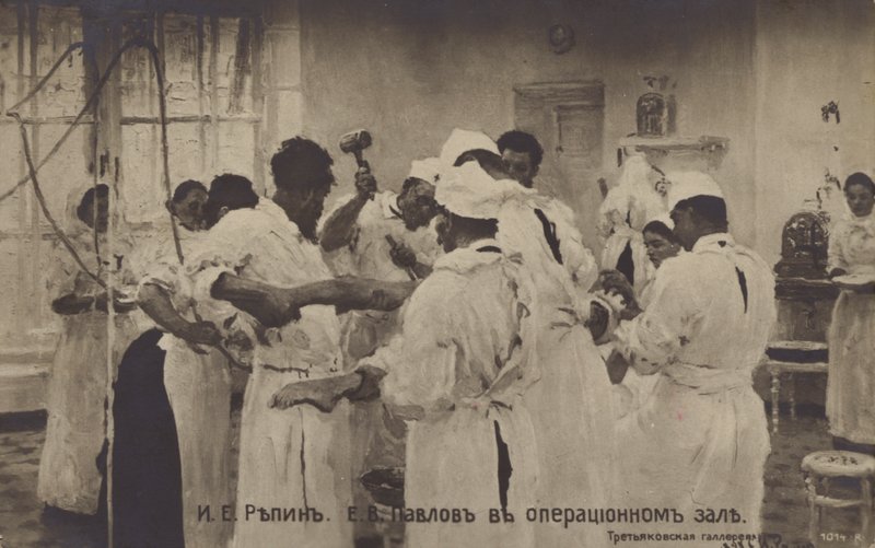 Kirurgen E Pavlov i operasjonsteateret, 1888 av Ilya Efimovich after Repin