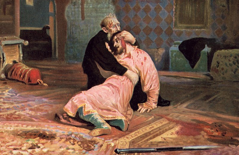 Ivan den grusomme og hans sønn Ivan 16. november 1581 av Ilya Efimovich after Repin