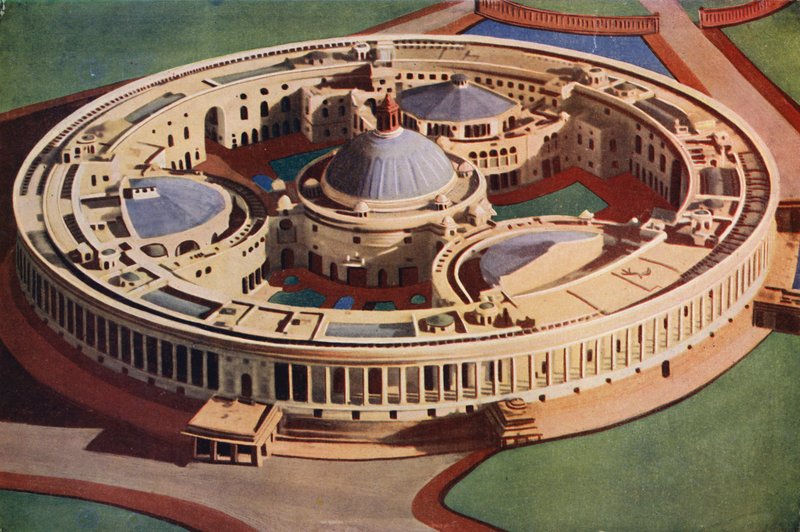Rådhuset eller Indias parlament, Delhi (fargebilde) av Indian photographer