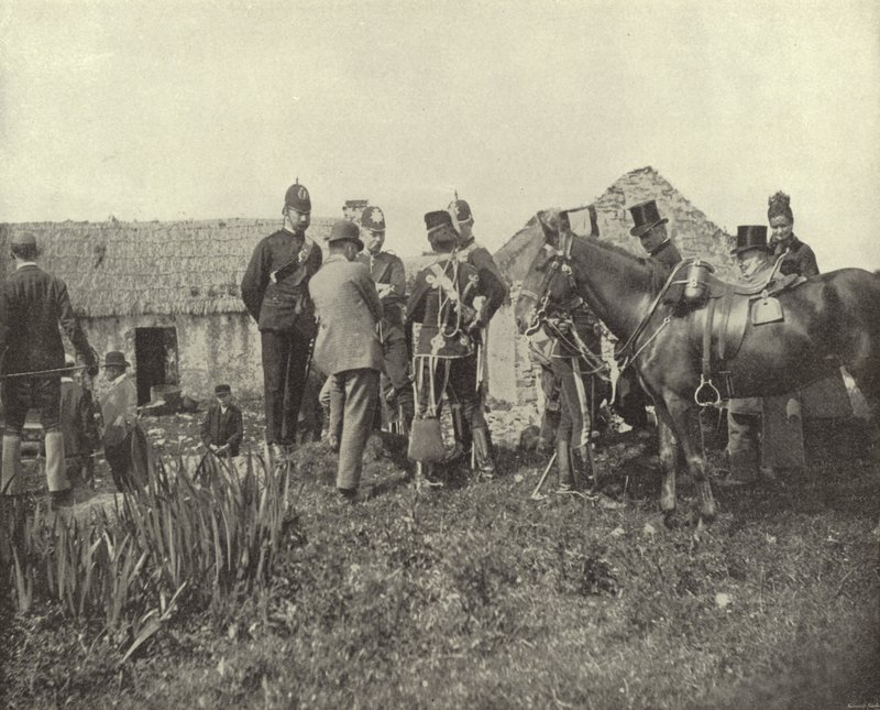 Utkastelsesscene, Vandeleur Estate, County Clare (s/hvitt-bilde) av Irish Photographer