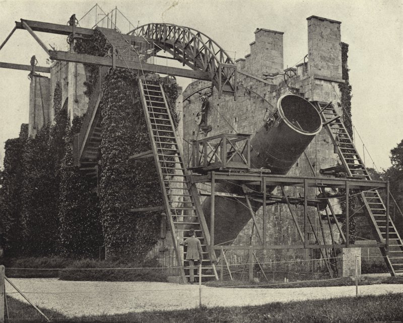 The Great Rosse Telescope, Birr Castle, Kings County (s/hv-bilde) av Irish Photographer