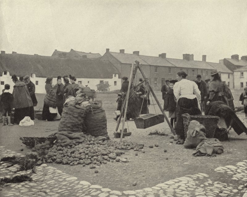 Potetmarkedet, Drogheda (s/hvitt bilde) av Irish Photographer