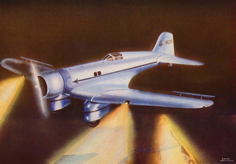 Northrop Gamma (fargelitografi) av Irvin L. Holcombe