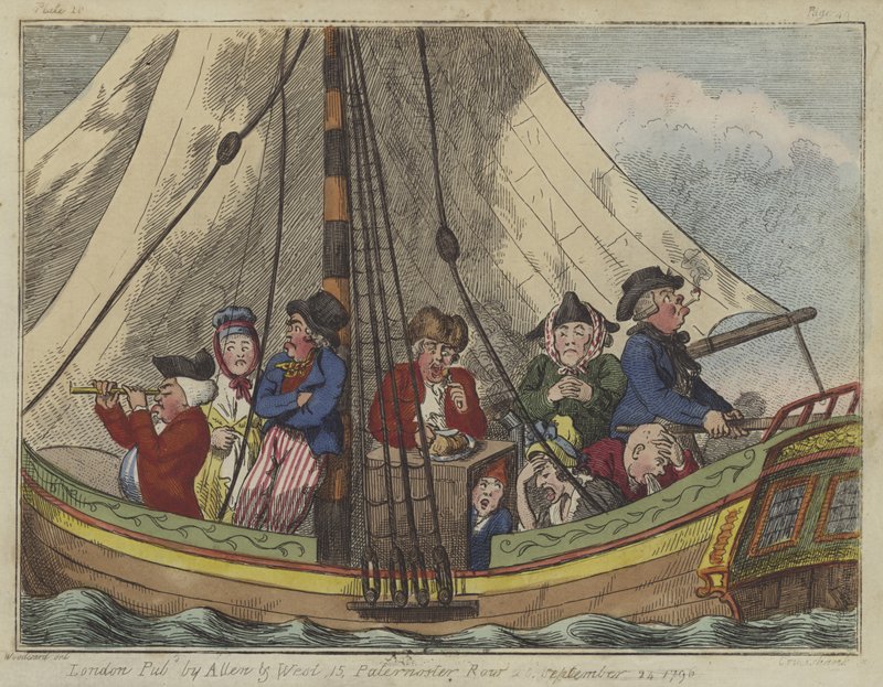 En sjøreise, 1796 (farget etsning) av Isaac Robert Cruikshank