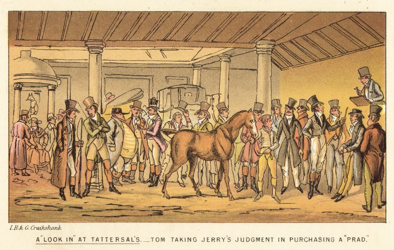 En titt inn på Tattersalls av Isaac, Robert and George Cruikshank