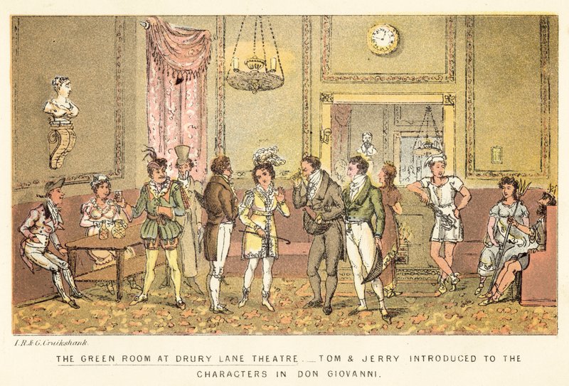 The Green Room på Drury Lane Theatre av Isaac, Robert and George Cruikshank